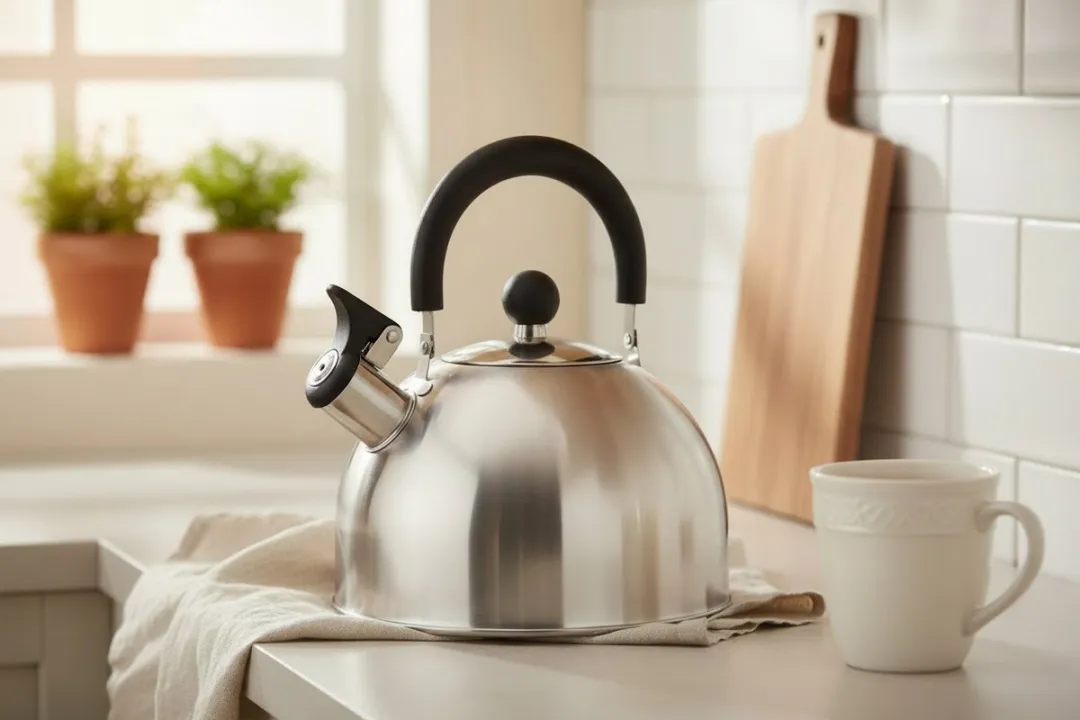 Cookinglife Fluitketel - Ketel Voor Thee En Koffie, Tea Kettle - RVS Zilver/Zwart - Fluitend Met Comfortabele Handgreep - 2,5 L