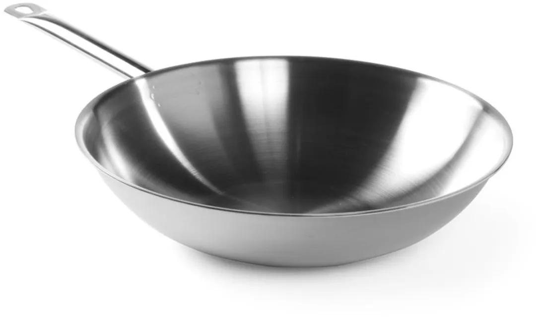 Hendi Professionele Wok 36cm - Drielaags - Zilver