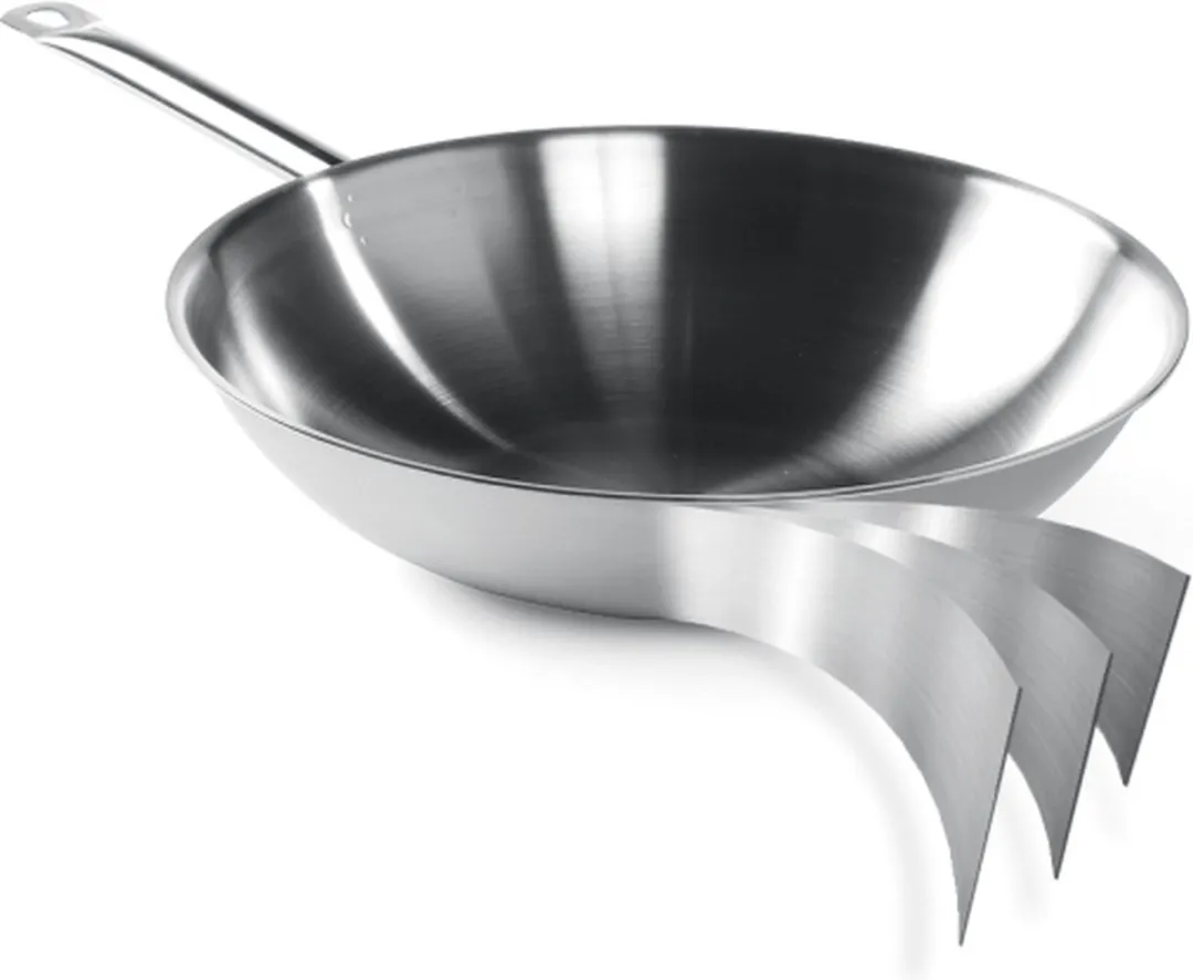 Hendi Professionele Wok 36cm - Drielaags - Zilver