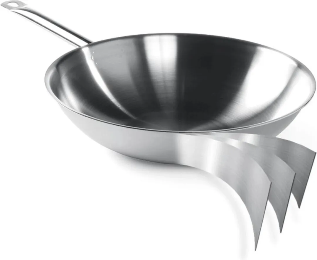 Hendi Professionele Wok 36cm - Drielaags - Zilver