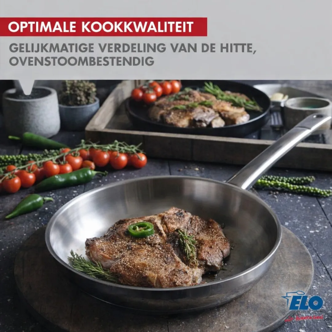 Fackelmann Elo Profi Keukengerei Set 5-delig - 1x28cm Koekenpan + 4x12/14/16/20cm Kookpannen - Roestvrij staal