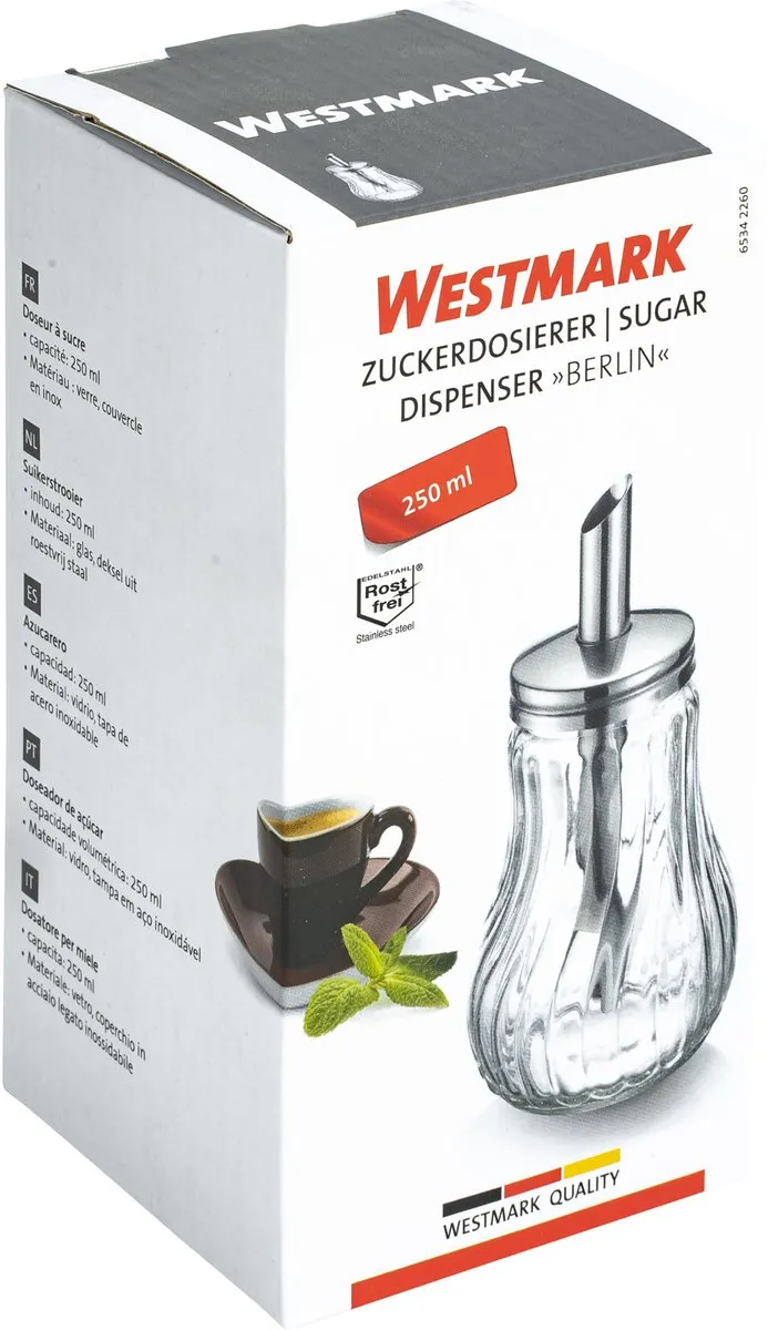 Westmark Berlin Suikerdispenser 250ml - Glas/RVS