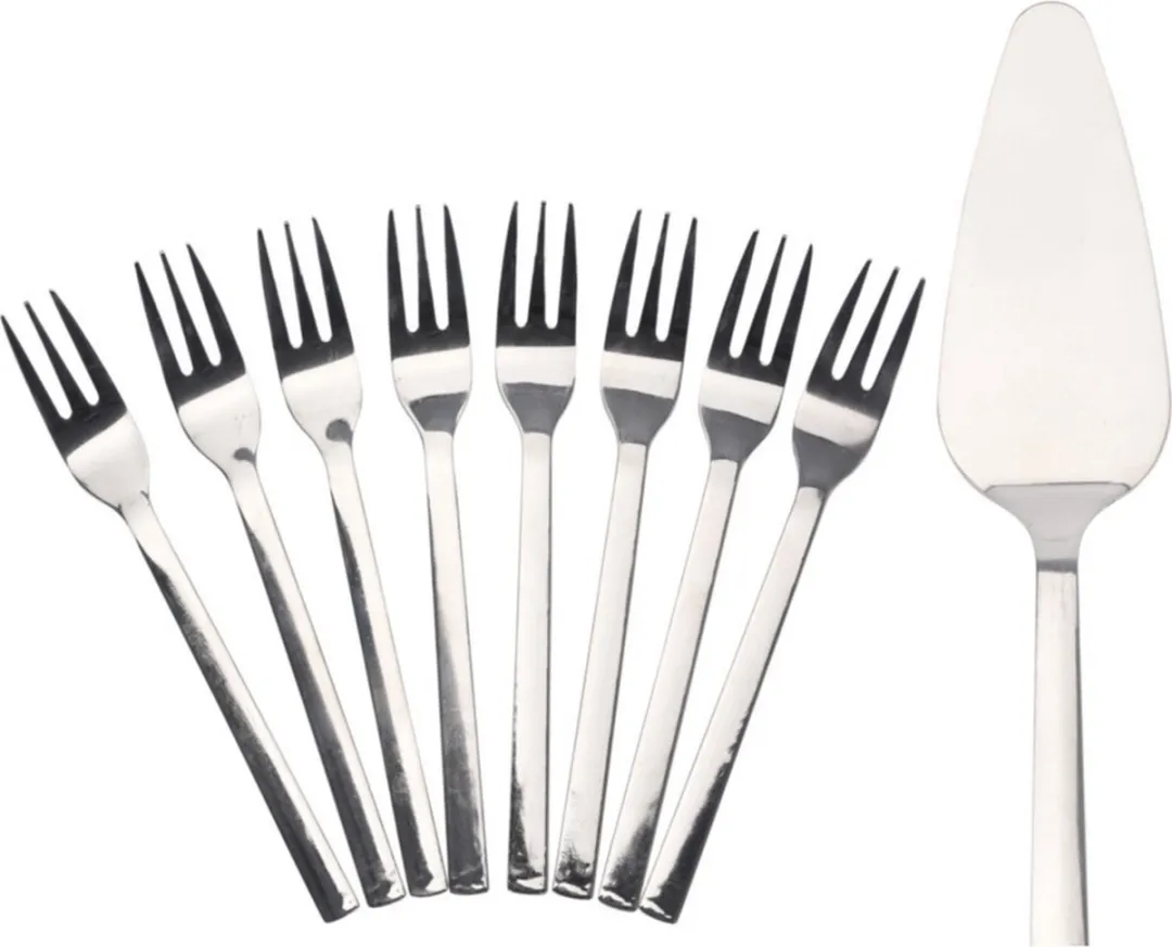 Excellent Houseware Taartschep met 8 Gebaksvorkjes