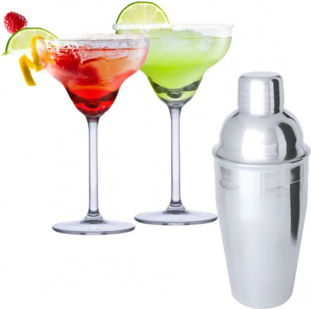 Alpina Margarita Set 5-delig - 250ml Cocktailglazen & Shaker RVS