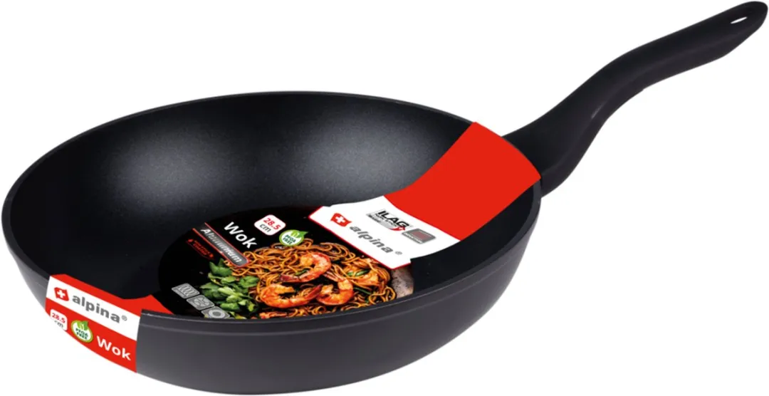alpina Wokpan - PFOA-vrij - Ø 28 CM - Anti-aanbak - Keramisch/ Halogeen/ Gas/ Elektrisch