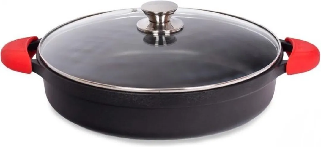 Valira Black Induction Braad-, Kookpan ø 32cm met Deksel - Extra Harde Coating,