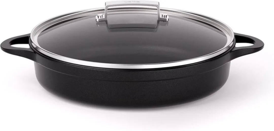 Valira Black Induction Braad-, Kookpan ø 32cm met Deksel - Extra Harde Coating,