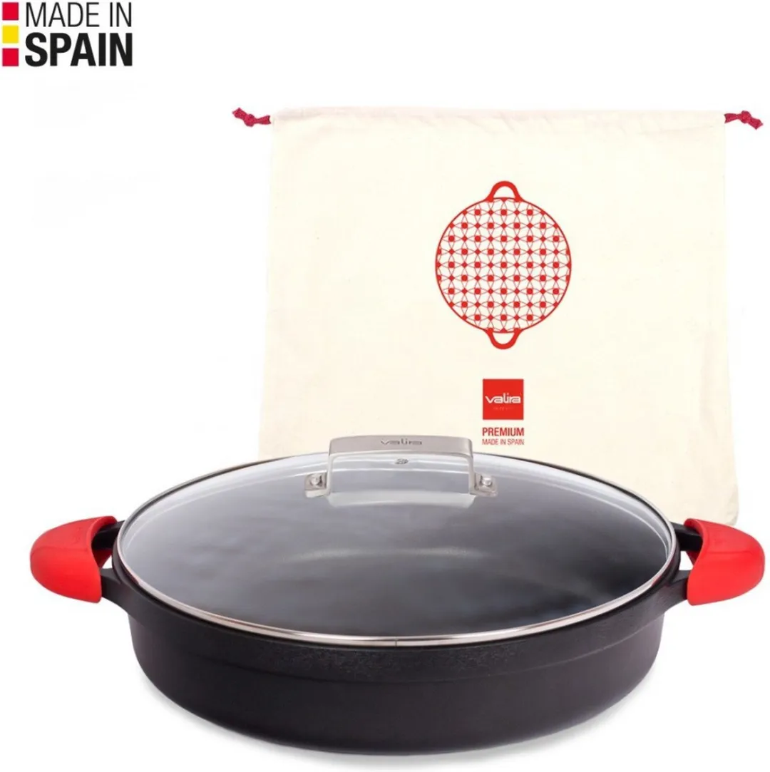 Valira Black Induction Braad-, Kookpan ø 32cm met Deksel - Extra Harde Coating,