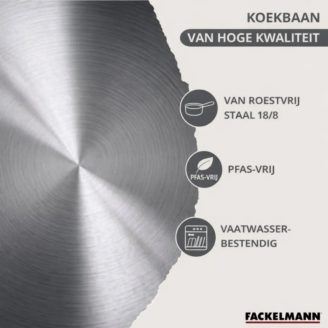 Fackelmann Koekenpan 28cm - Roestvrij staal/Zwart