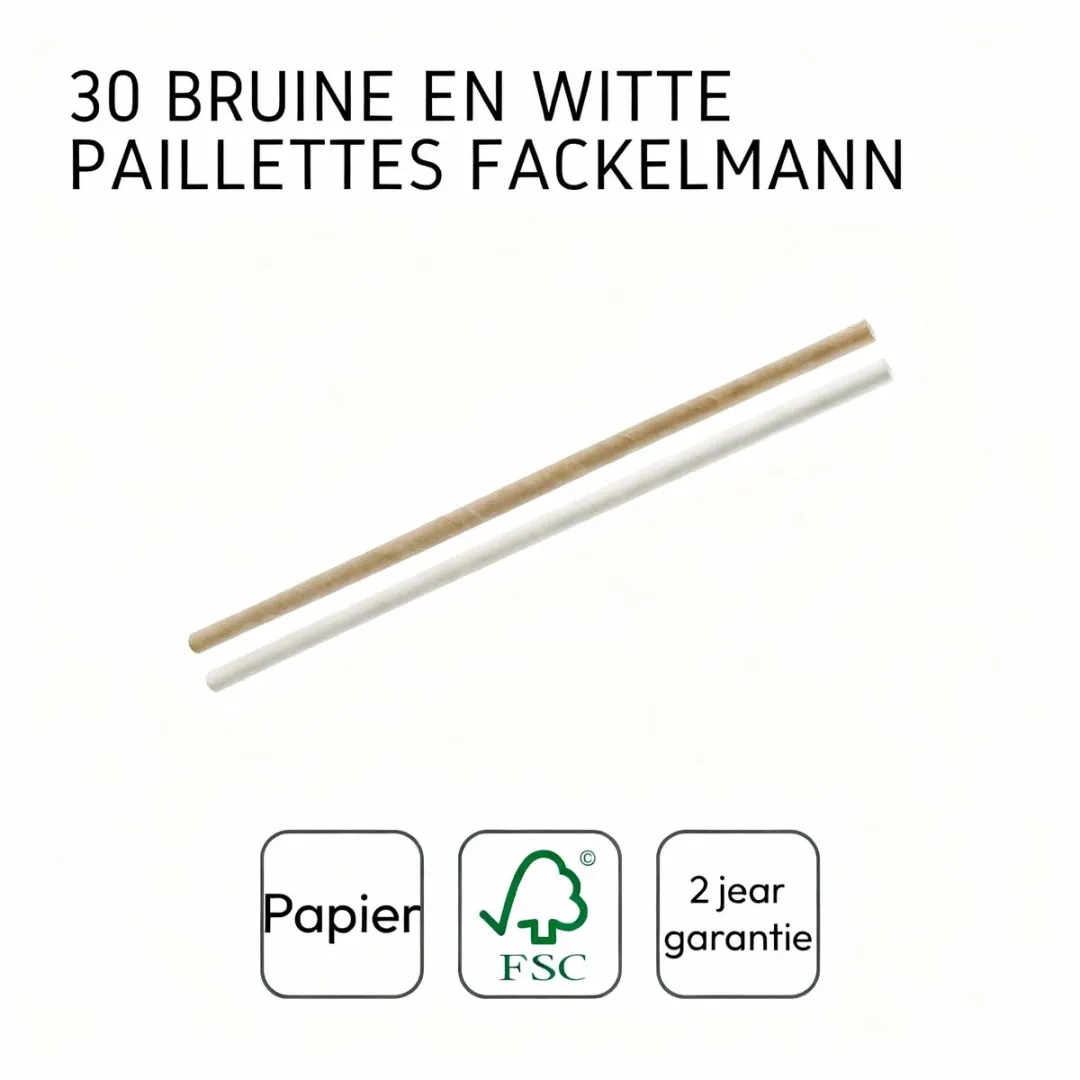 Fackelmann Milieuvriendelijke Rietjes Set 30 Stuks - 24cm - Bruin/Wit - afbeelding 4 van 6