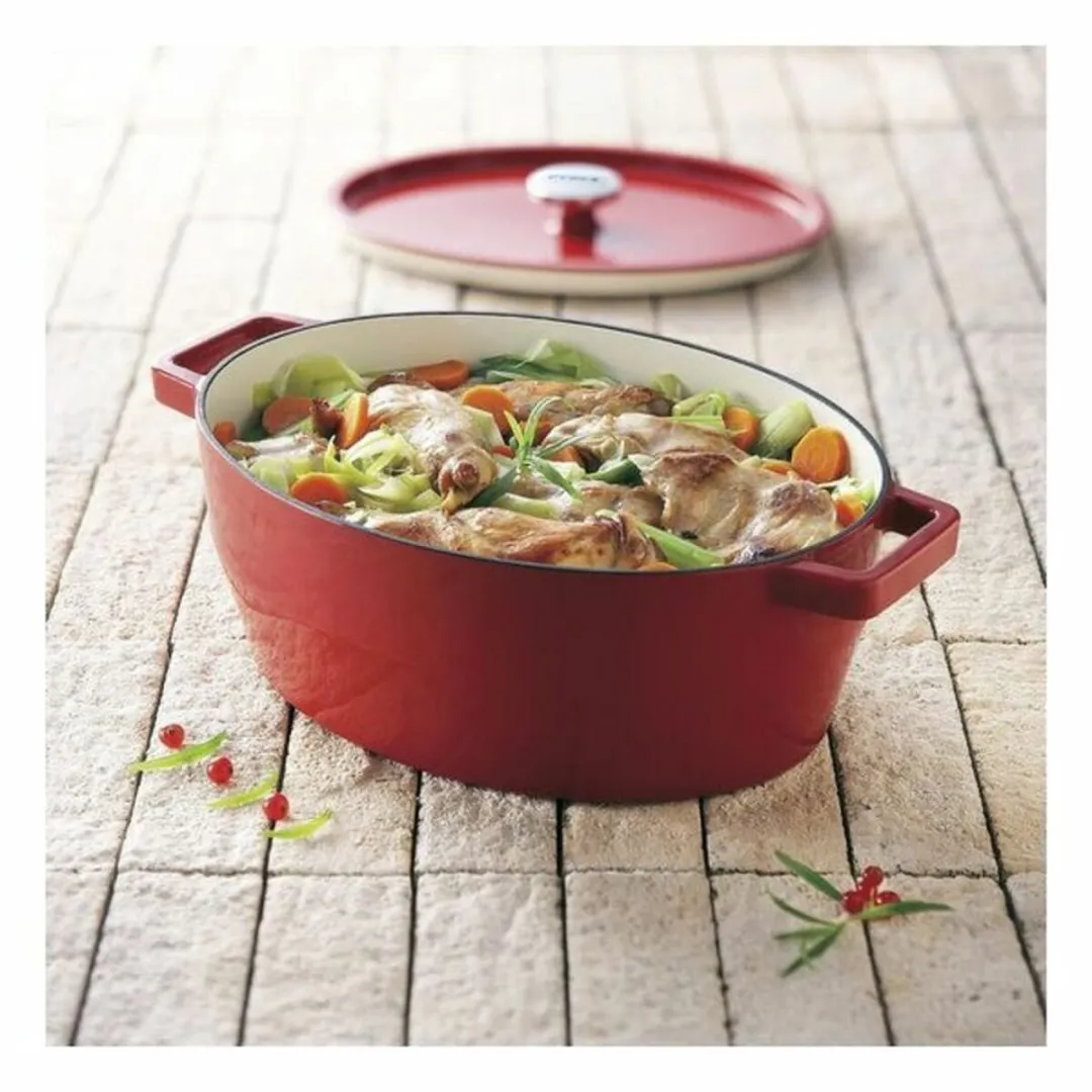 Pyrex Slowcook Braadpan 28cm - 6,3L - Rood - afbeelding 6 van 6