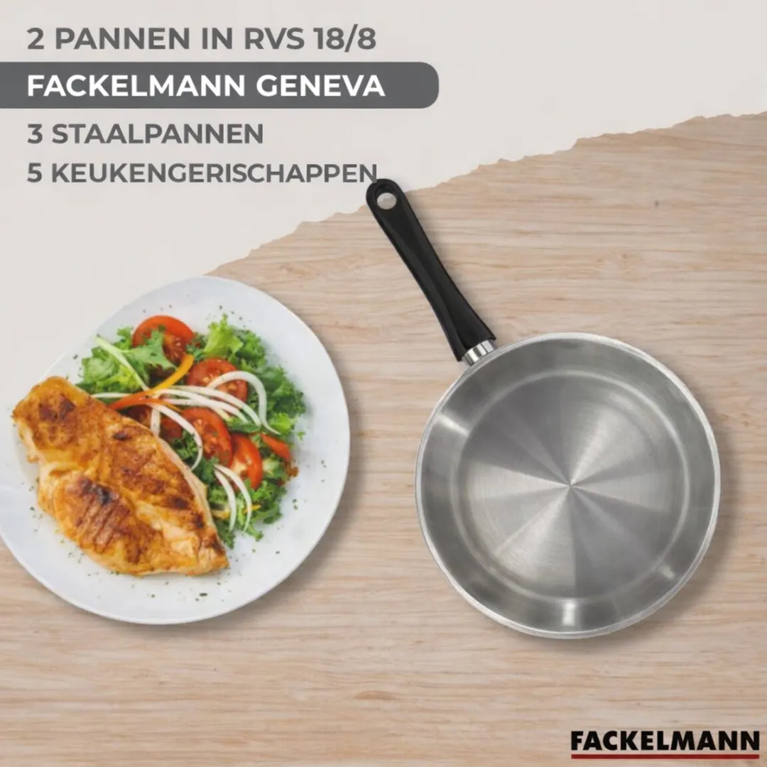 Fackelmann Genève Set RVS Kookpotten & Pannen 16/20/24cm - 5 Stuks