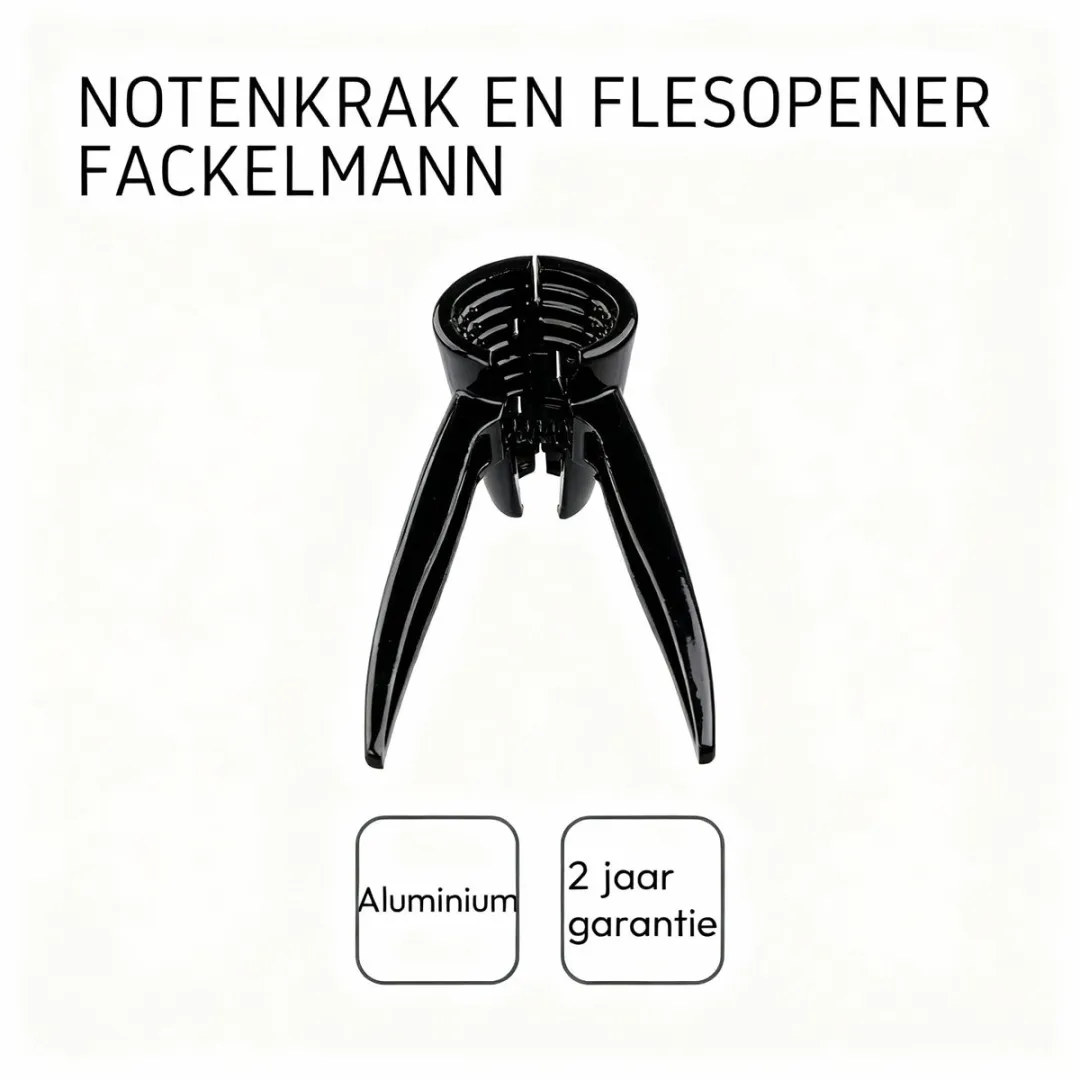 Fackelmann Knax 3-in-1 Notenkraker - 18,5 cm - Zwart