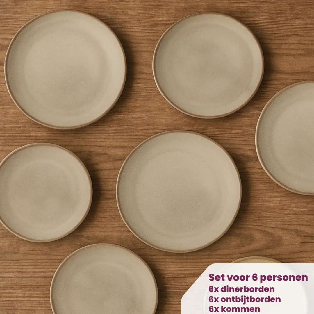 Cookinglife Sabi Beige Serviesset 18-delig - 6 Personen