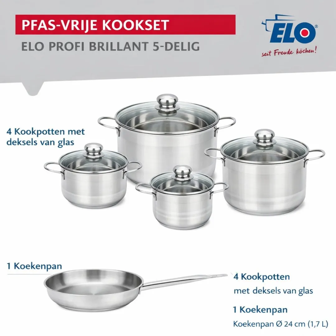 Fackelmann Elo 9868450 Keukenset 5-delig - 24/12-20cm Roestvrij staal