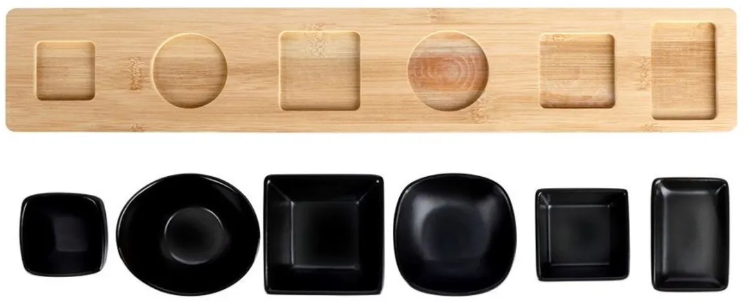 Excellent Houseware Serveerplank met 6 schaaltjes Hout 50x8cm - Multi