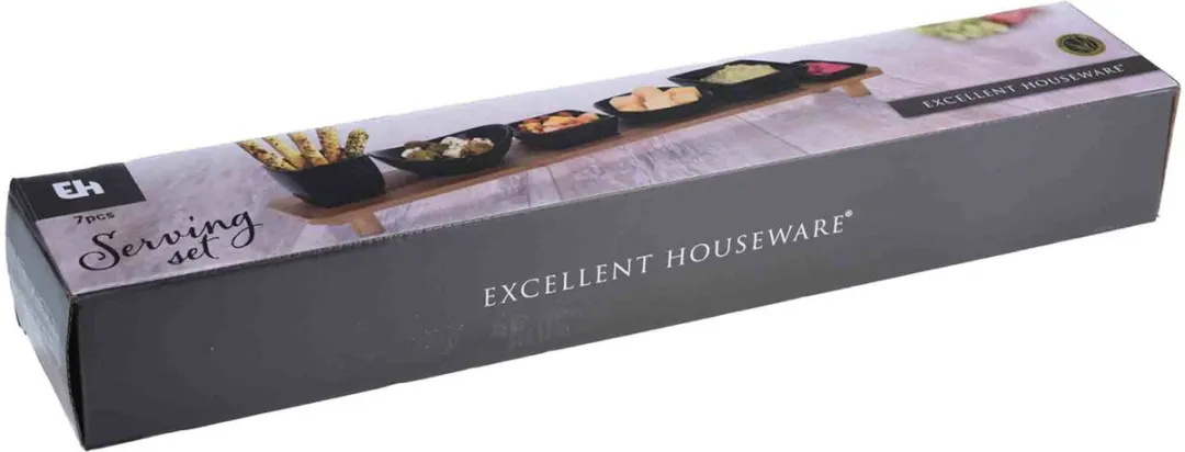 Excellent Houseware Serveerplank met 6 schaaltjes Hout 50x8cm - Multi