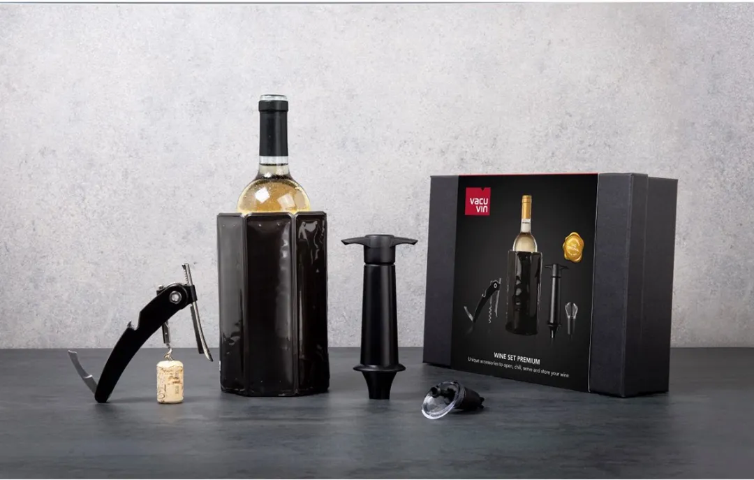 VacuVin Premium Wijnset - 4-delig Zwart