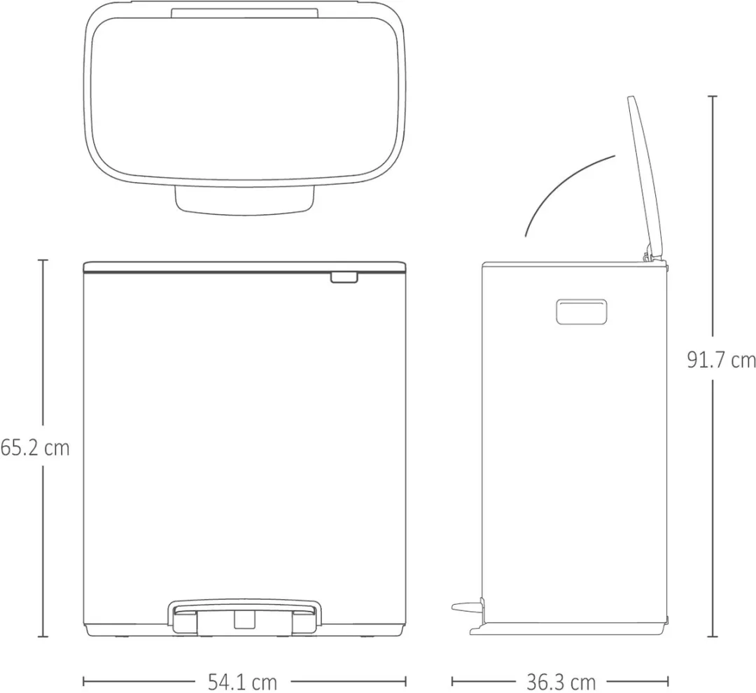 Brabantia Bo Prullenbak 2x30L Confident Grey - 2 Vakken