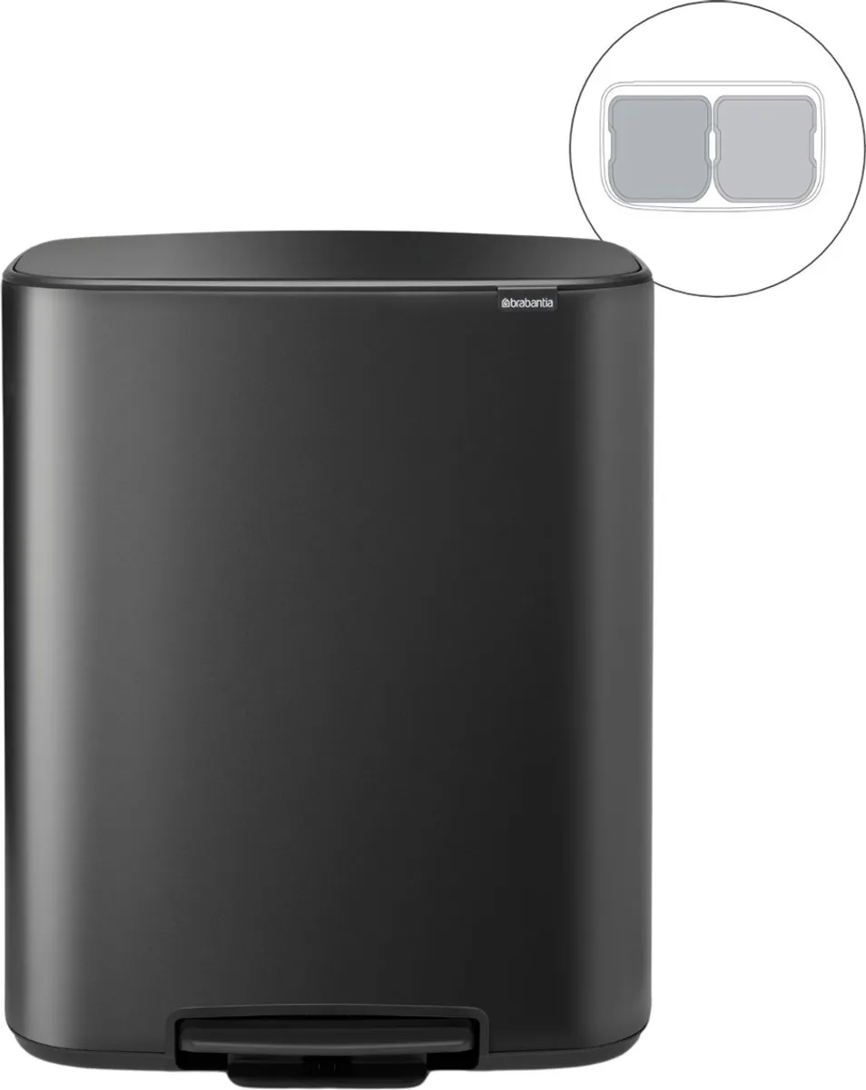 Brabantia Bo Prullenbak 2x30L Confident Grey