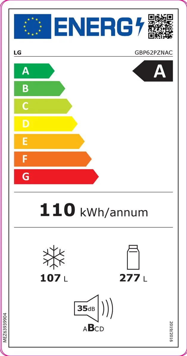 LG GBP62PZNAC Koel-Vriescombinatie 384L - Nofrost - RVS