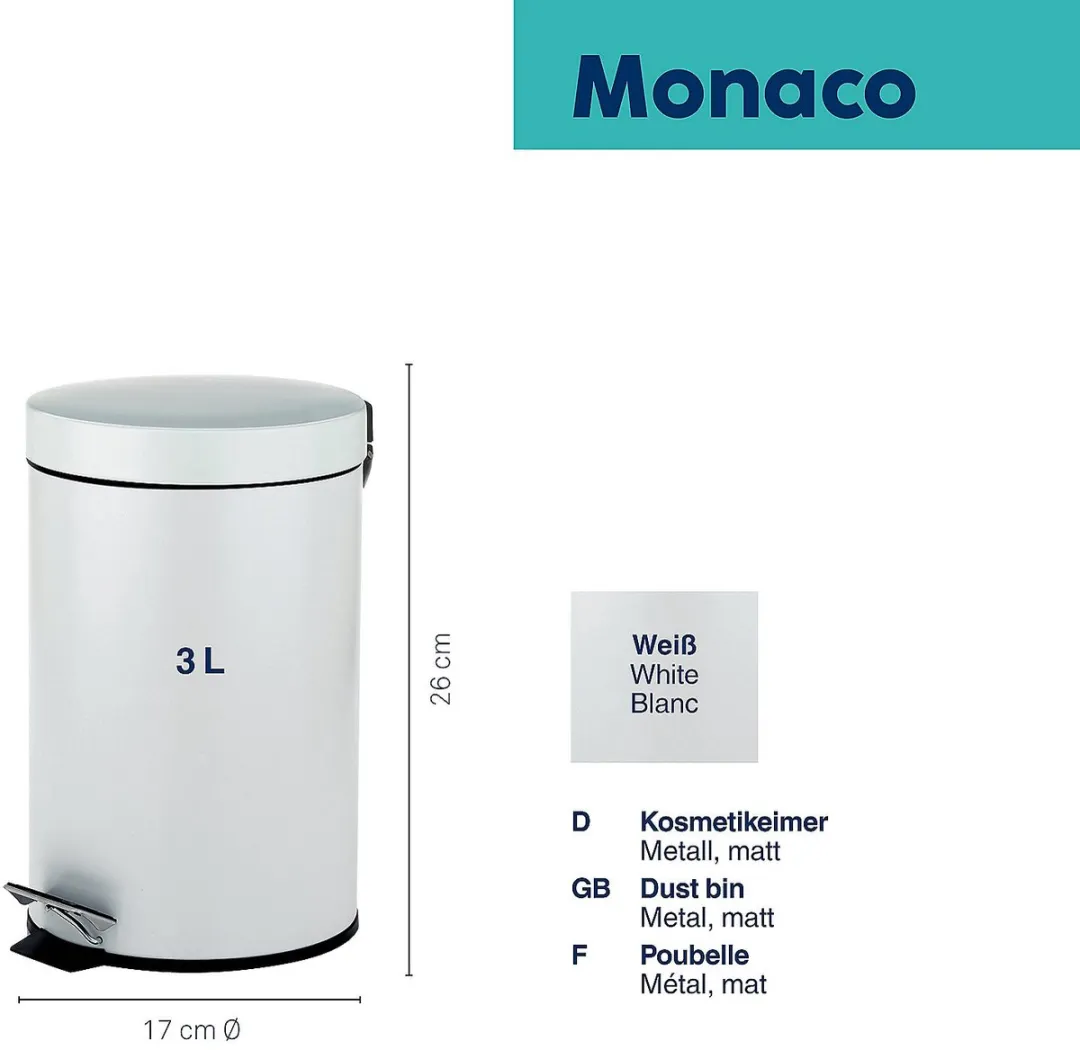 Kela Monaco Pedaal Afvalemmer 3L - Wit