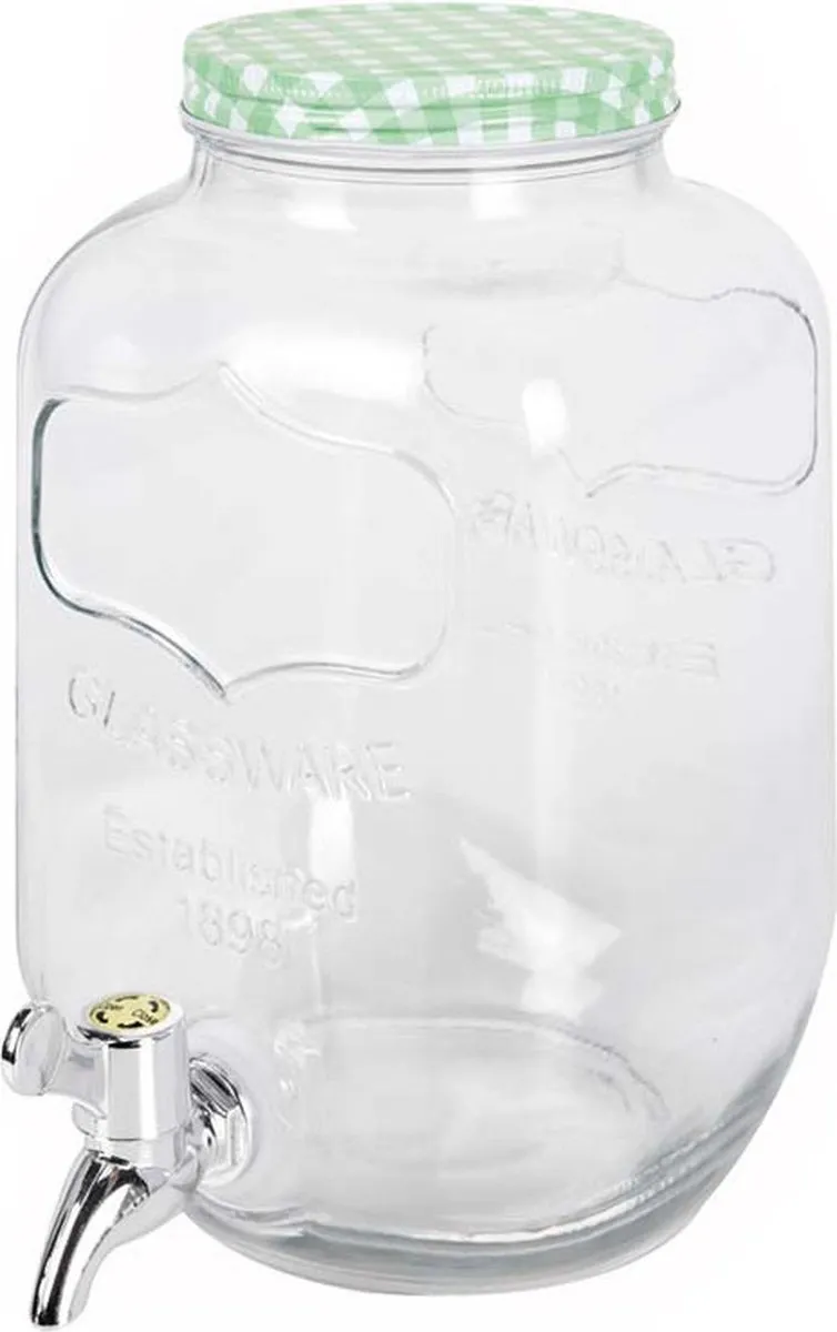 Excellent Houseware Drankdispensers 4L - Groen/Wit - 2 Stuks