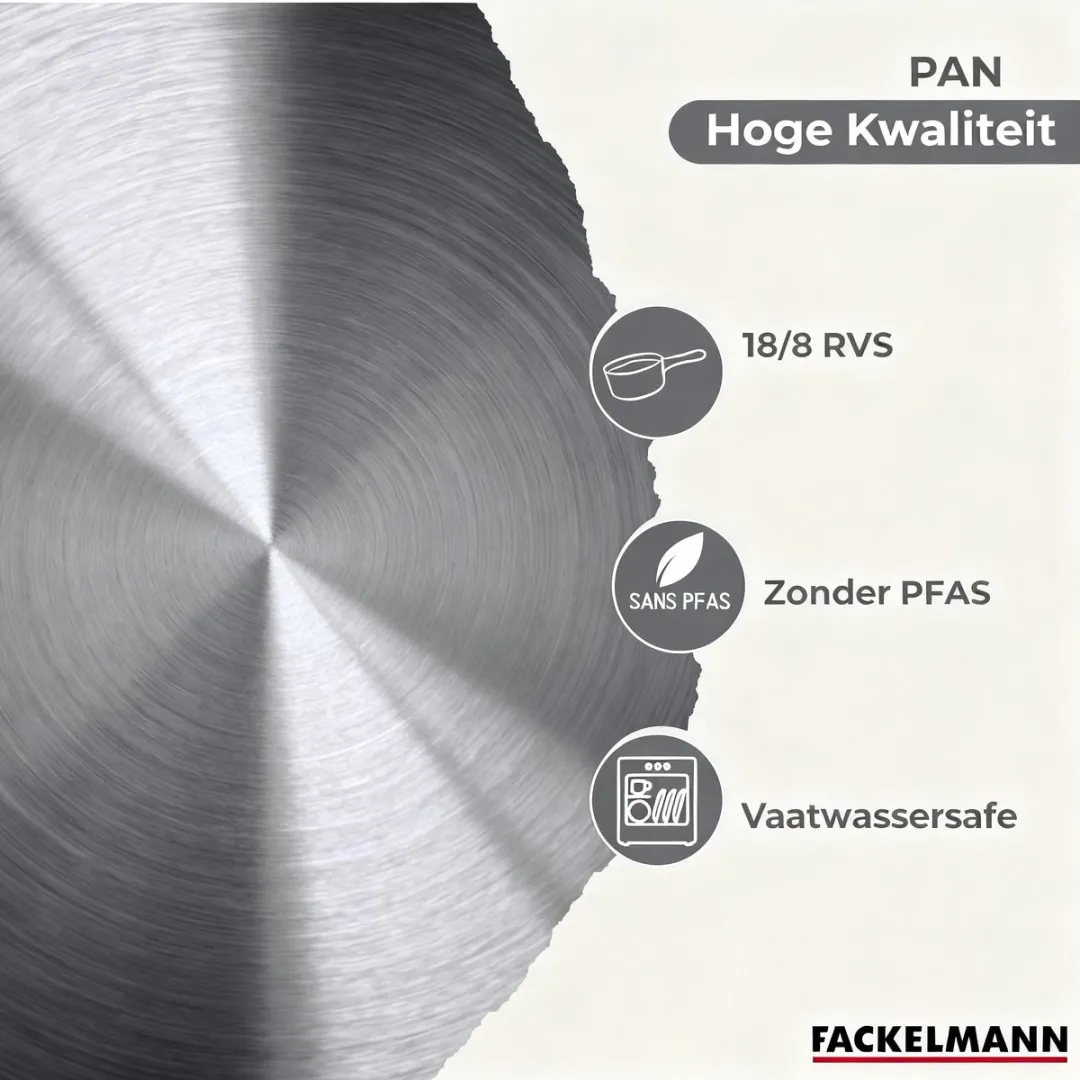 Fackelmann Genève Set 3 RVS Kookpotten & Pannen 16-28cm - 5 Stuks