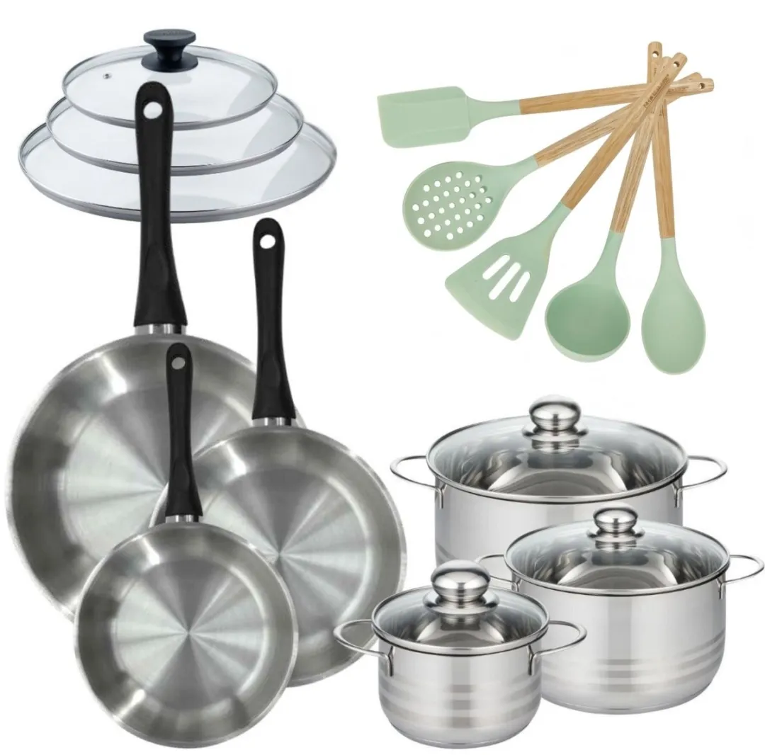 Fackelmann Genève Set 3 RVS Kookpotten & Pannen 16-28cm