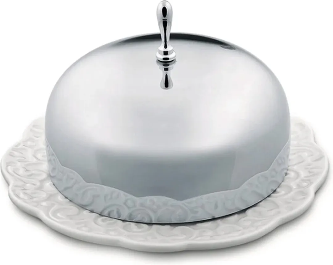 Alessi Dressed Botervloot met deksel - 4 Personen - Wit/RVS