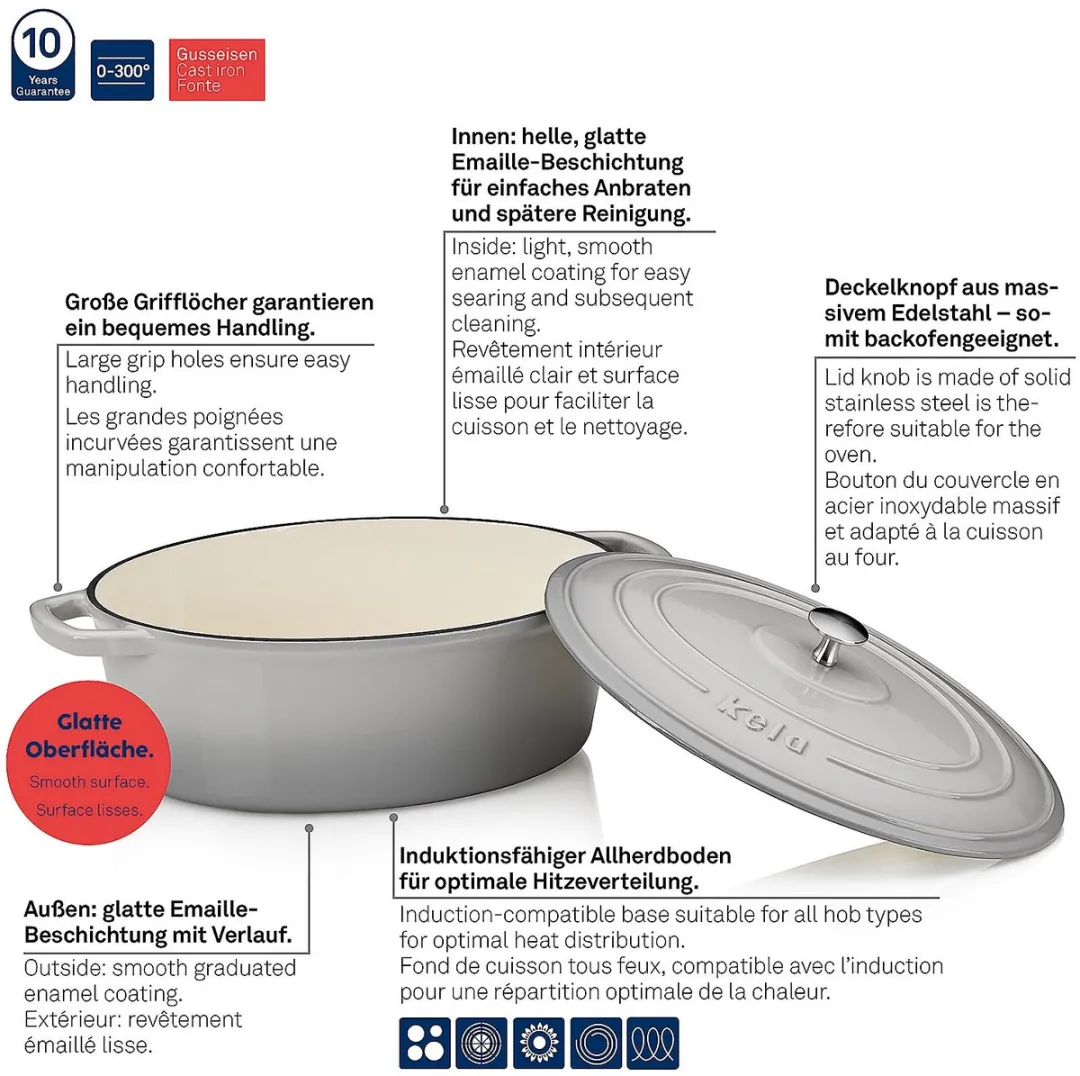 Kela Gietijzeren Braadpan 6L - Grijs