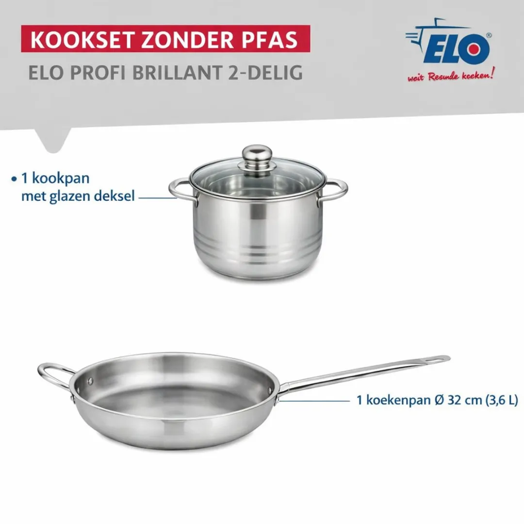 Fackelmann Elo Profi Brillant Keukengerei Set 2-delig - 32cm + 24cm Roestvrij staal