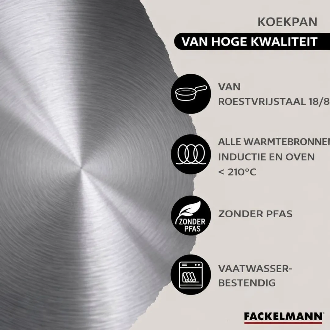 Fackelmann 9351450 Roestvrijstalen Kookset - 4 Pannen 16/20/24cm