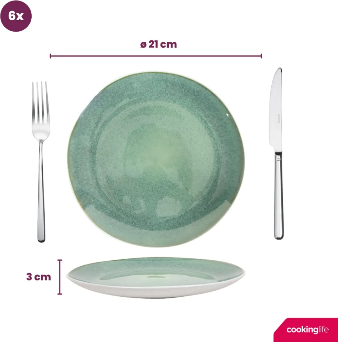 Cookinglife Ontbijtborden Belize - 6 Stuks Ø21cm Aardewerk