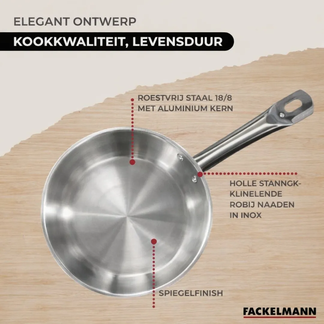 Fackelmann 9351550 Roestvrijstalen Kookset - 4 Pannen 16-28cm