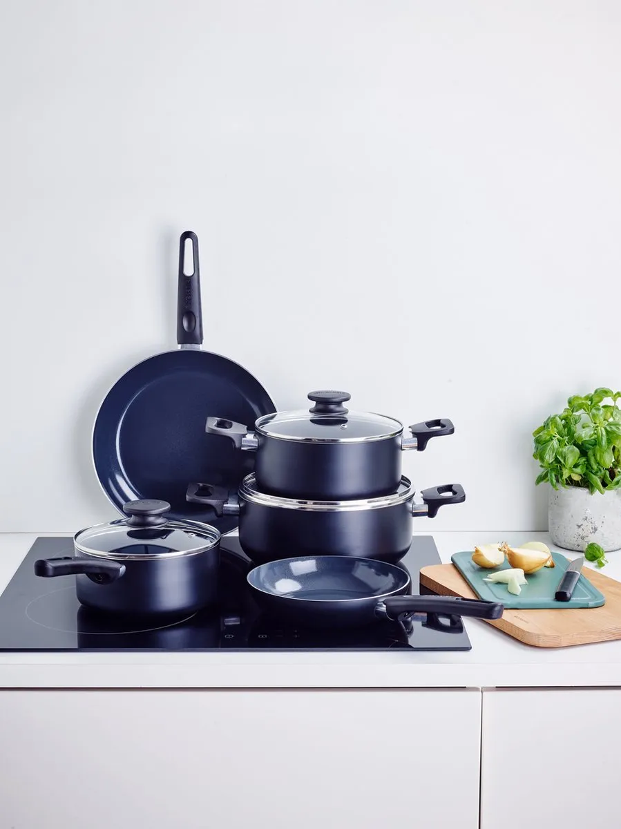 Brabantia INDU+ Hapjespan 28cm - Glazen deksel - Keramische laag - Zwart - afbeelding 3 van 5