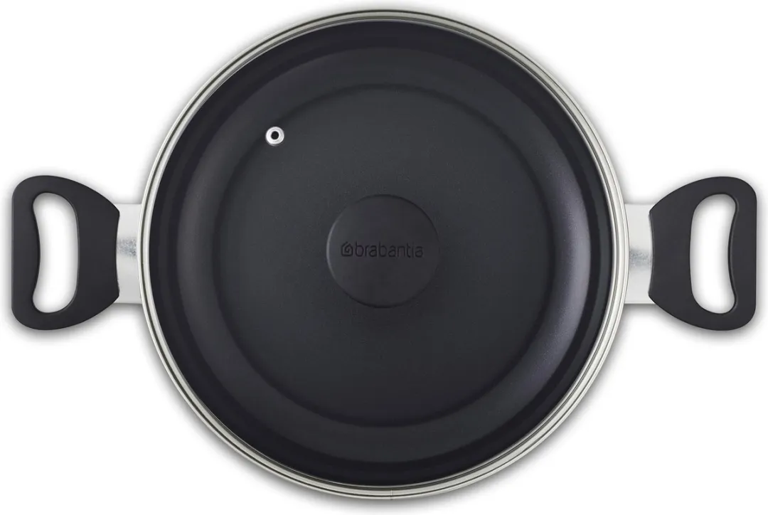 Brabantia INDU+ Hapjespan 28cm - Glazen deksel - Keramische laag - Zwart - afbeelding 2 van 5