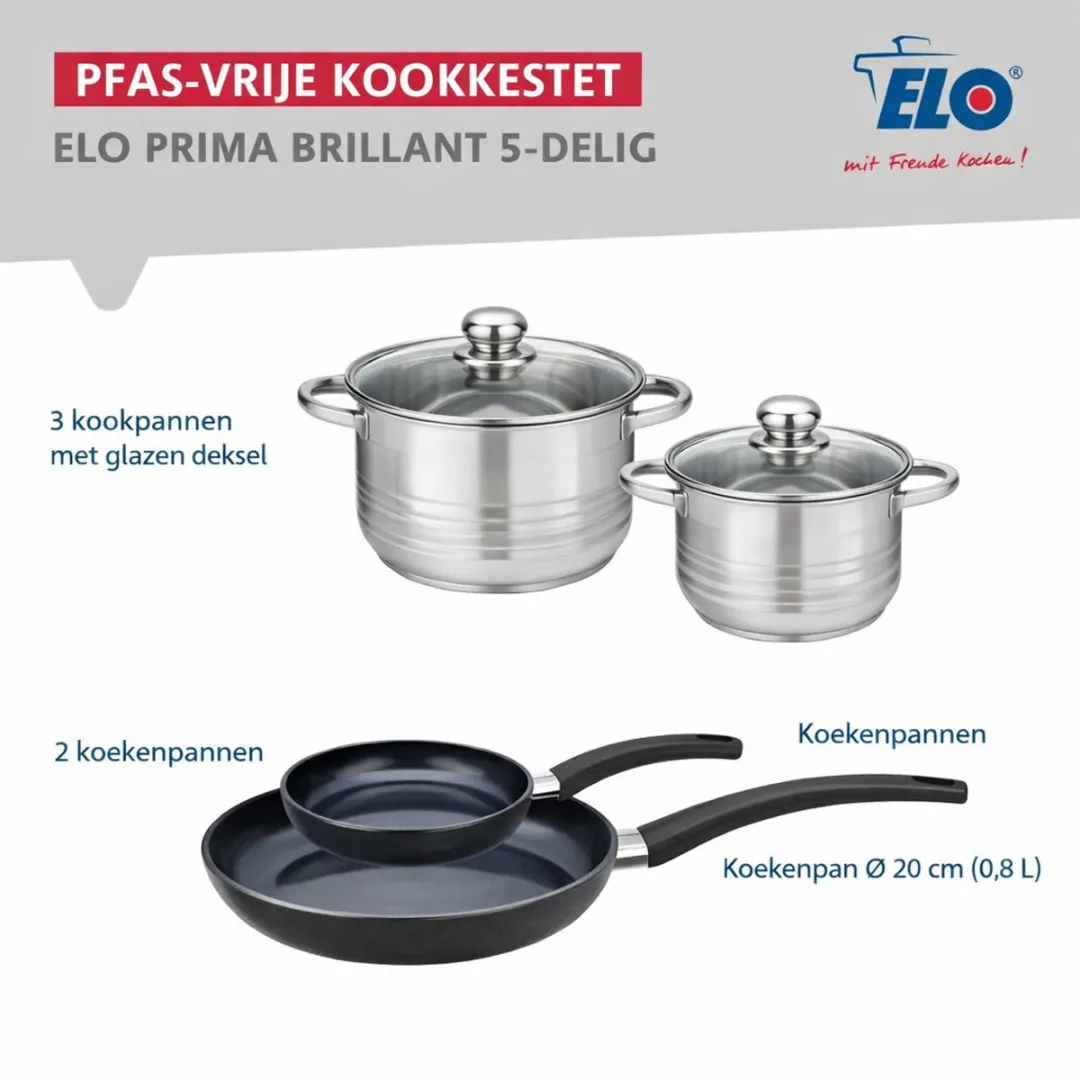 Fackelmann ELO 9729850 Keukenset 5-delig - Inductie - Roestvrij staal
