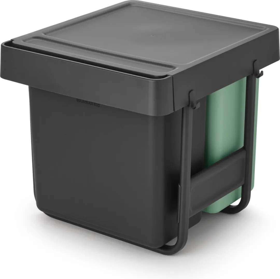 Brabantia Sort & Go Inbouw Prullenbak 40L - 3 Vakken Jade Green/Dark Grey