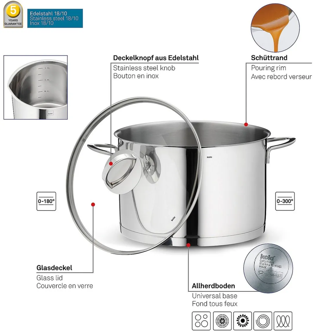 Kela Cailin Pastapan RVS 24cm - 5.8L - Zilver - afbeelding 6 van 6