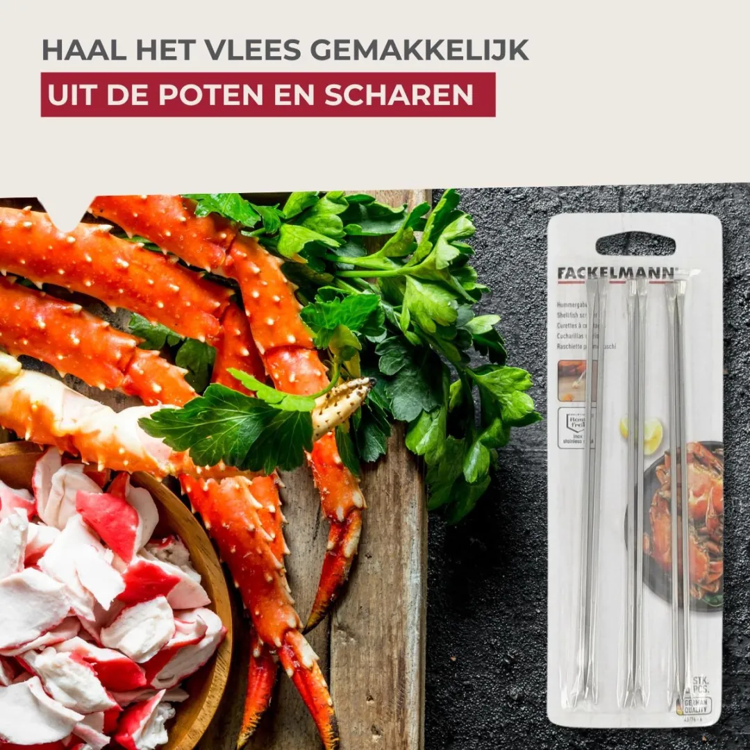 Fackelmann Schaaldiervorken Set 6-delig - 18,5 cm - Roestvrij staal