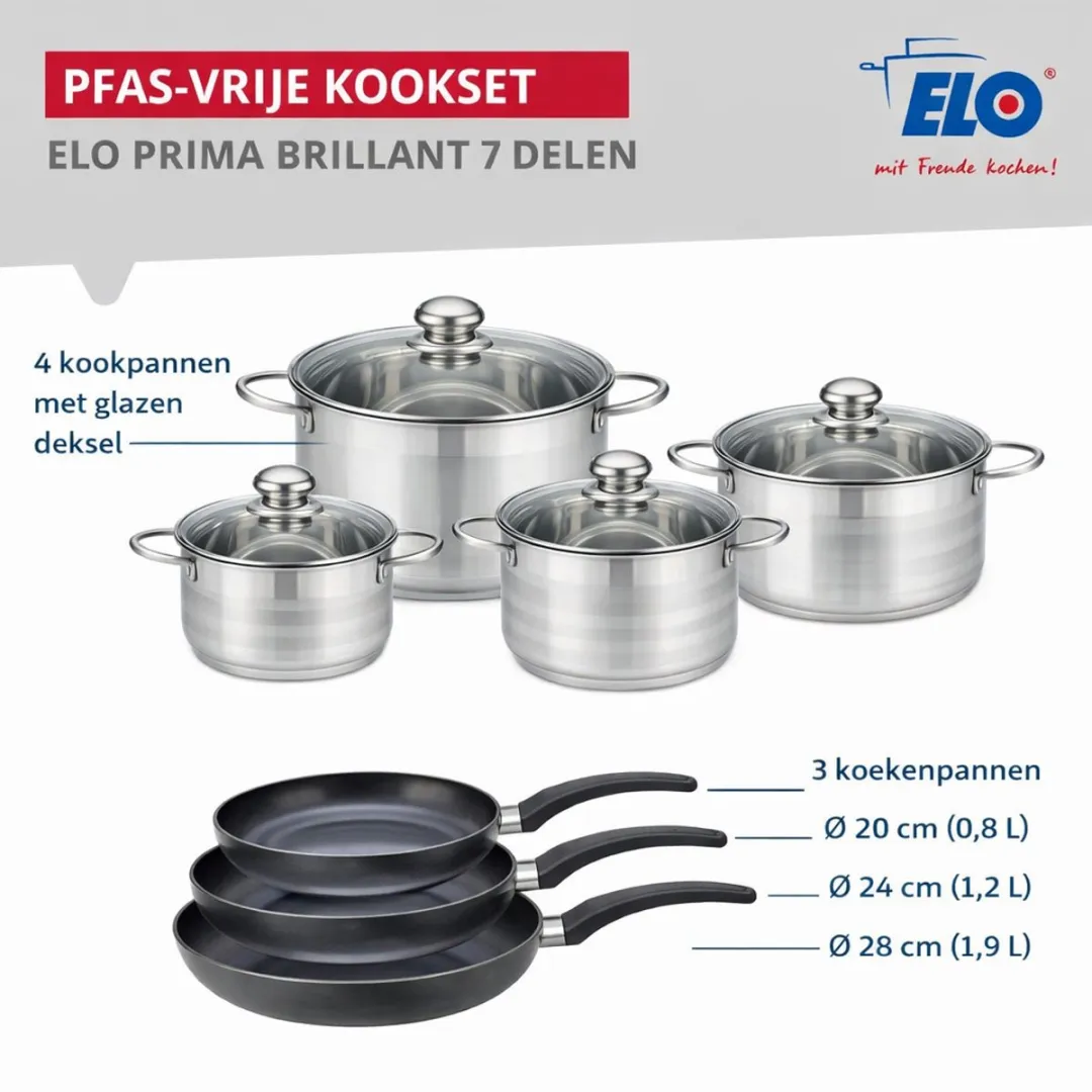 Fackelmann Elo 9742850 Keukenset - 7-delig - Inductie - Zwart