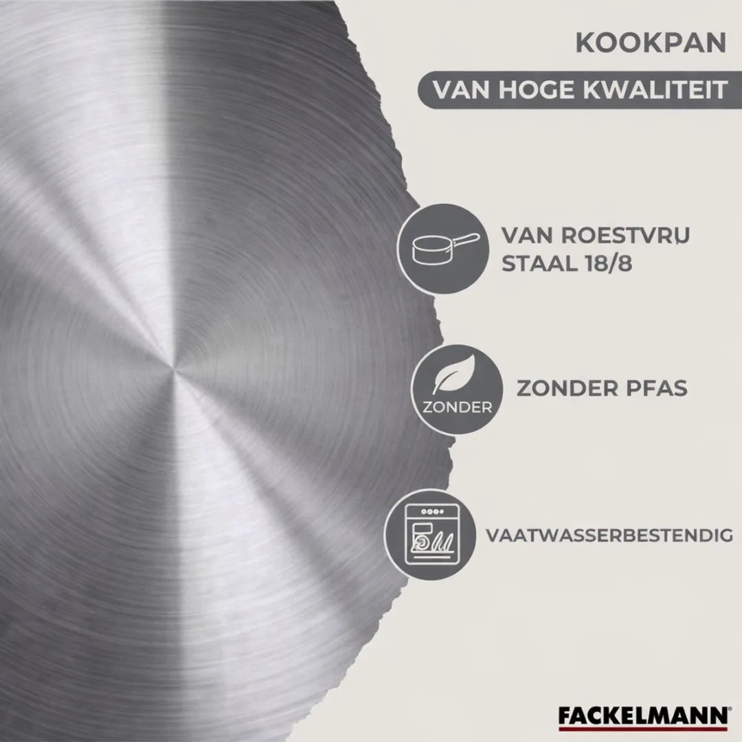Fackelmann 9357350 Set Kookpannen - 8-delig - Roestvrij staal