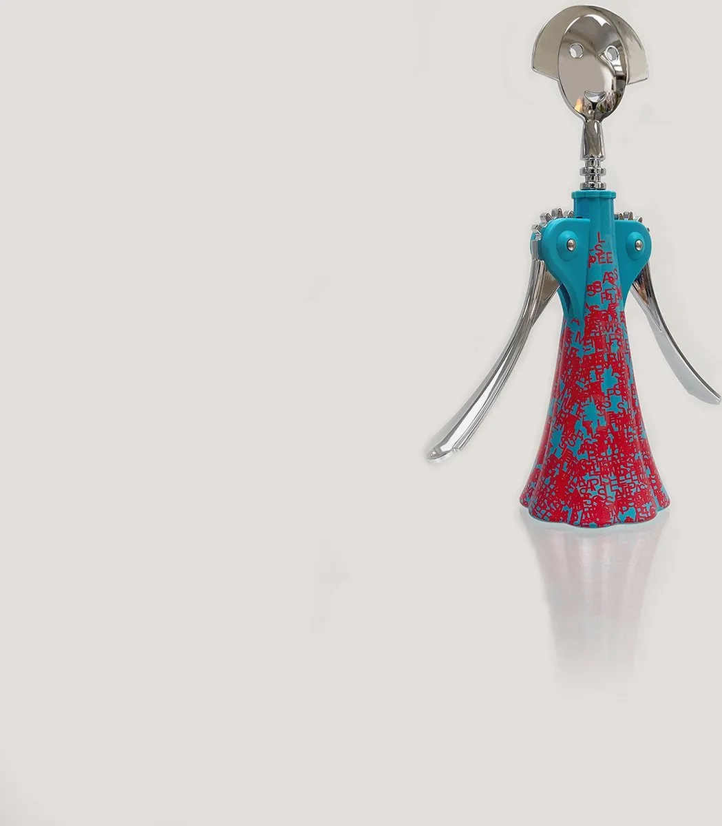 Alessi Liquid Anna & Sandro Kurkentrekkerset - Blauw-roze - 3 Stuks