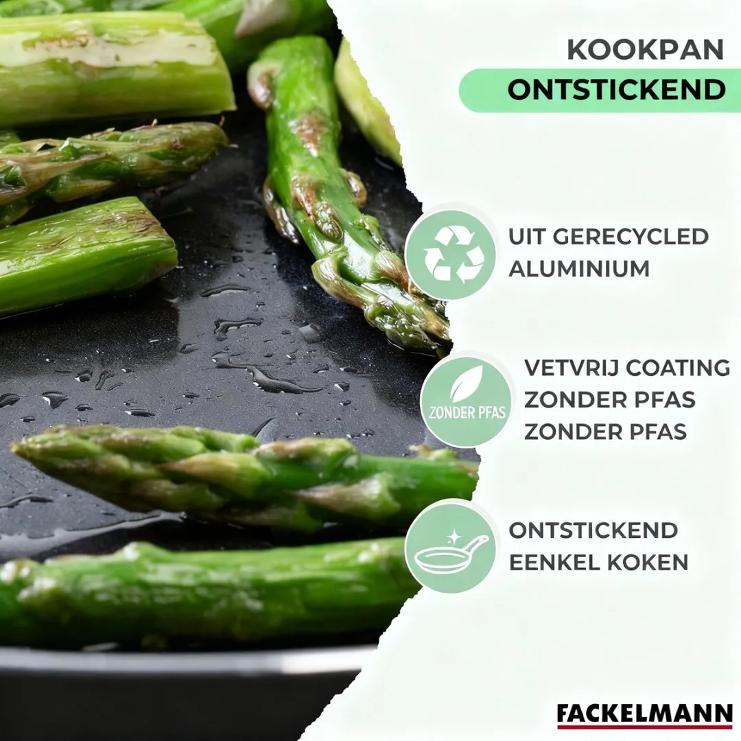 Fackelmann Brandao Set 3 Anti-Aanbakpannen 24/28/30cm - Zwart/ Groen - afbeelding 6 van 6