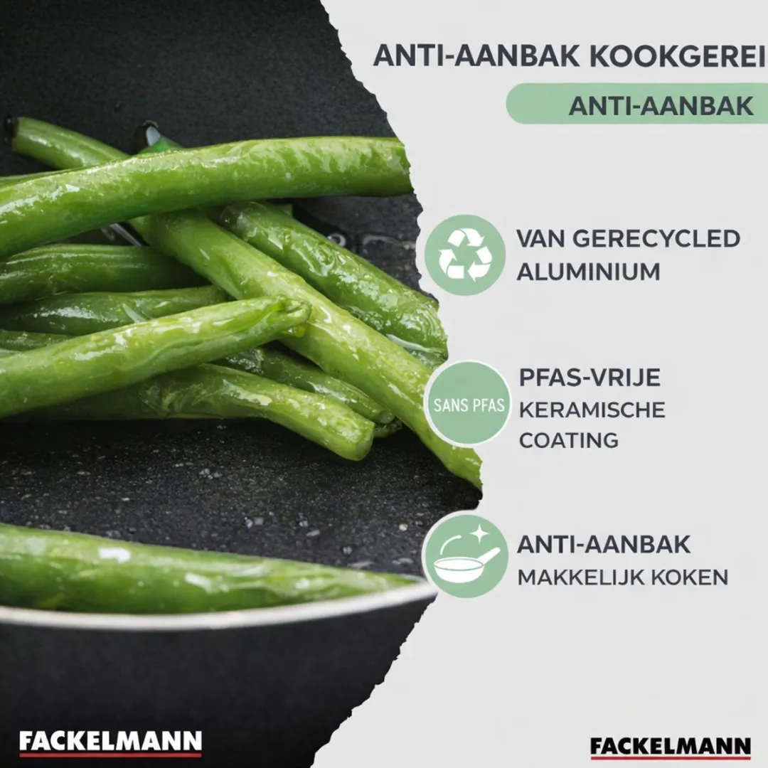 Fackelmann Brandao Set 3 Anti-Aanbakpannen 24/28/30cm - Zwart/ Groen