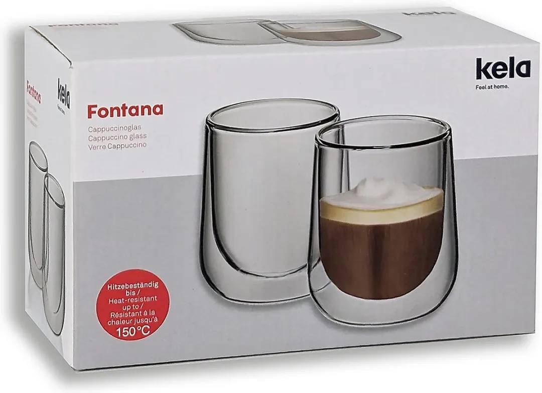 Kela Cappuccino Glas 180ml - Set van 2