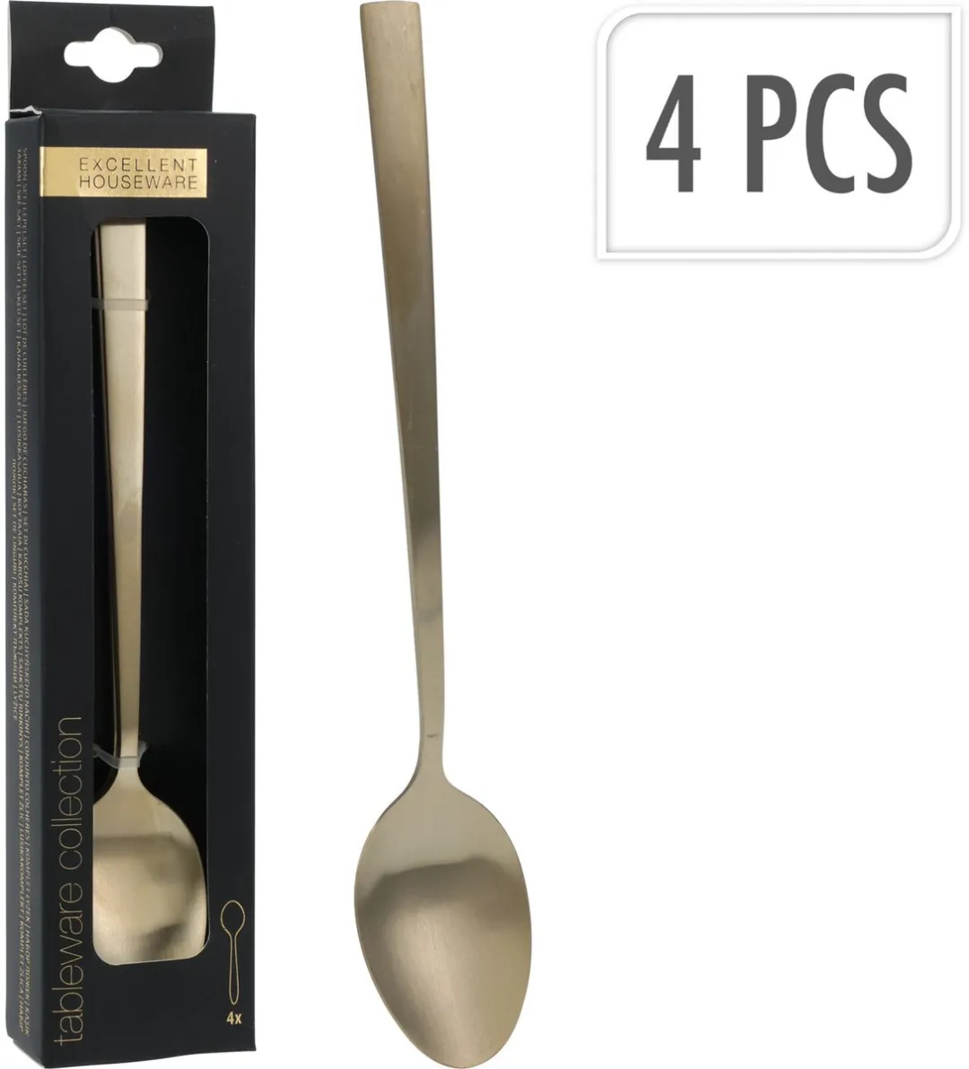 Excellent Houseware Dessertlepels 18cm - 4 Stuks - Goud