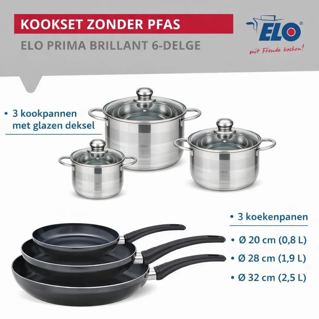Fackelmann Elo Prima Keukenset 6-delig - Inductie - Zwart