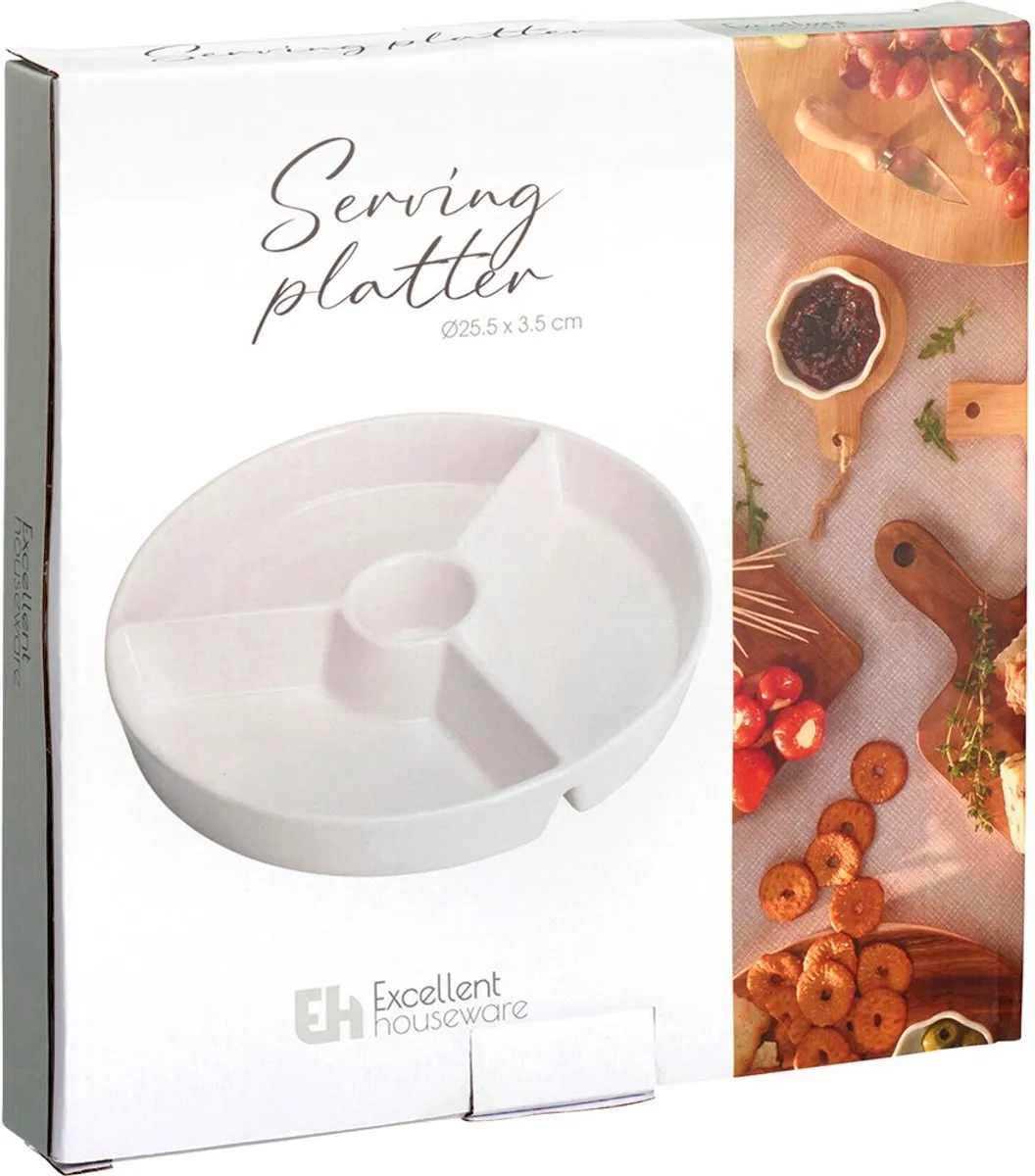 Excellent Houseware Snackschaal Porselein Wit D26cm - afbeelding 6 van 6